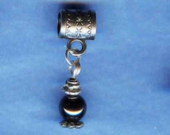 Silver &  Hematite Lrg Hole Bead Fits All European  Add a Bead Charm Bracelet Jewelry Pnd-Gm58AF