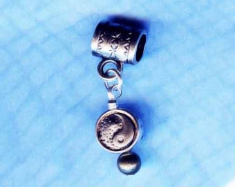 Silver Yin Yang & Pyrite Lrg Hole Bead Fits All European Styles of  Add a Bead Charm Bracelet Jewelry AAB-Gm33