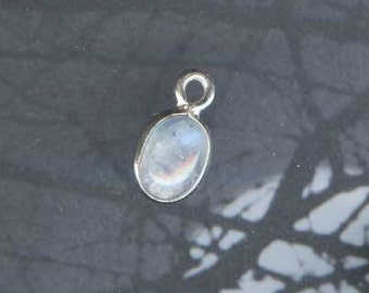 Rainbow Moonstone Drop in Sterling Silver Setting