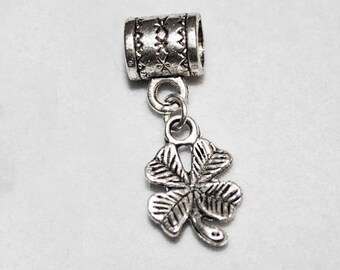 Silver Shamrock Clover Hole Bead Fits All European, all Add a Bead Charm Bracelet Jewelry AAB-Sy074