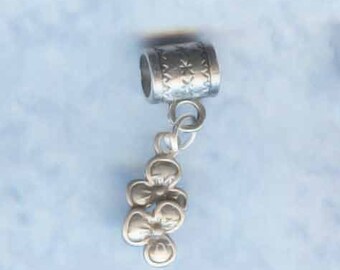 Sterling Silver Pansy Flowers Lrg Hole Bead Fits All European Style Add a Bead Charm Bracelet Jewelry PND-PNSY