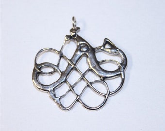 Large Intricate Celtic Knotwork Pendant Sterling Silver Jewelry C27