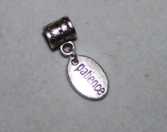 Silver Patience Affirmation Lrg Hole Bead Fits All European, Add a Bead Charm Bracelet Jewelry Pnd-G124