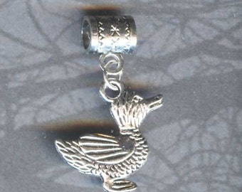 Silver Duck Duckling Lrg Hole Bead Fits All European, Add a Bead Style Charm Bracelet Jewelry Pnd-Anm050