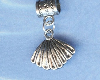 Silver Scallop Shell Lrg Hole Bead Fits All European Style Add a Bead Charm Bracelet Jewelry Pnd-A29