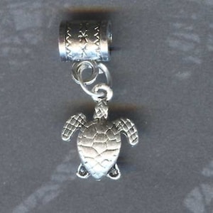 Silver Sea Turtle Lrg Hole Bead Fits All European Style, Add a Bead Charm Bracelet Jewelry PND-ANM39