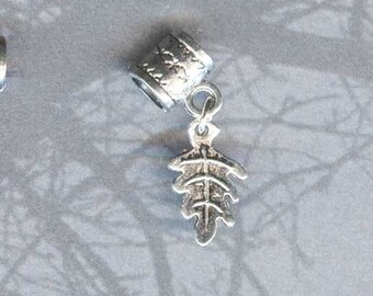 Silver Leaf Lrg Hole Bead Fits All European, Add a Bead Charm Bracelet Jewelry Pnd-G52