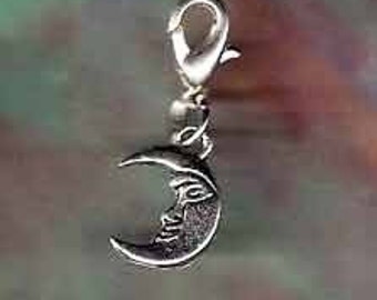 Silver Moon Charm Dog Cat Pet or Horse Jewelry Also Fits Sabo Style Jewelry SB-Cele02