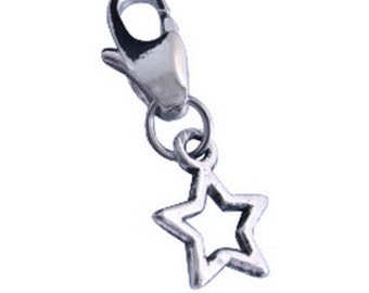 Build Your Bracelet - Silver Star Charm Clip on Add a Charm Jewelry OR for a Pet Collar PC-Cele006