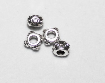 Silver Spacer Beads Pewter Jewelry Findings Lot of 4 Pwc-BD001