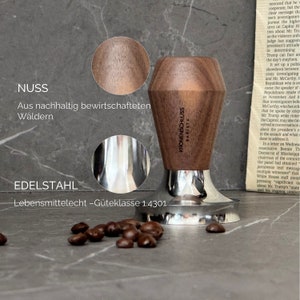 KRONENSCHLUSS Barista 58,4 mm regionaler Barista Tamper konkave Aussparung für perfekten Puck Eichenholz und Edelstahl 58,4 mm Bild 6