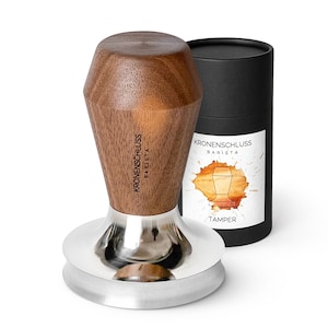 KRONENSCHLUSS Barista 58,4 mm regionaler Barista Tamper konkave Aussparung für perfekten Puck Eichenholz und Edelstahl 58,4 mm Nussbaum