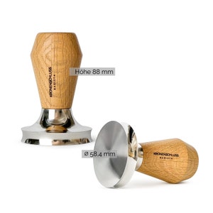 KRONENSCHLUSS Barista 58,4 mm regionaler Barista Tamper konkave Aussparung für perfekten Puck Eichenholz und Edelstahl 58,4 mm Bild 10