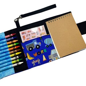 Crayon Wallet - Construction - Crayon Holder - Coloring Book - Kids Gift - Travel Gift - Drawing - Crayon Case - Craft - Sticker - Notepad