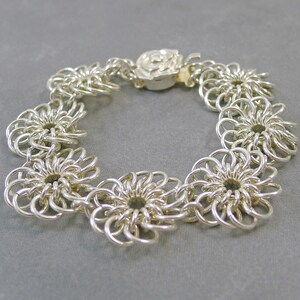 Sterling Silver Chrysanthemum Chainmaille Bracelet image 4