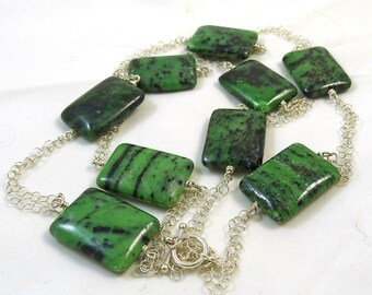 Ruby in Zoisite and Silver Chains Necklace