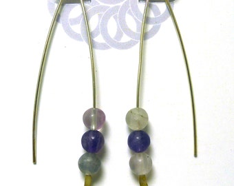 Flourite V Style Sterling Silver Earrings