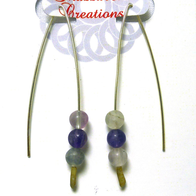 Flourite V Style Sterling Silver Earrings image 1