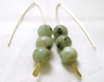 Kiwi Jasper V Style Sterling Silver Earrings