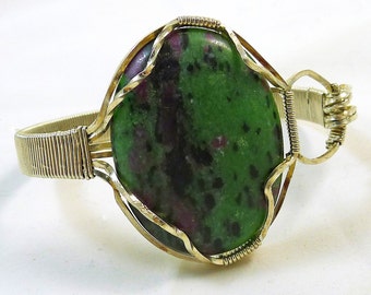 Ruby in Zoisite Sterling Wired Bangle