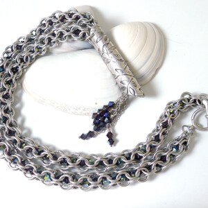 Burgundy Crystal and Chainmaille Necklace image 3