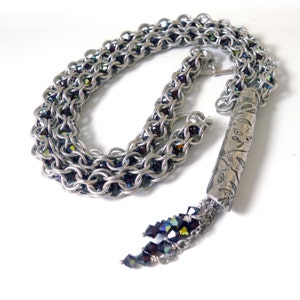 Burgundy Crystal and Chainmaille Necklace image 2