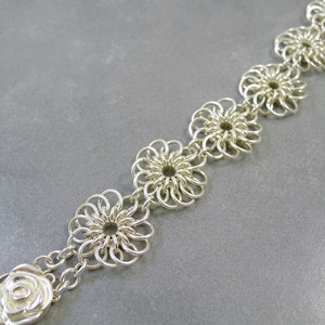 Sterling Silver Chrysanthemum Chainmaille Bracelet image 3