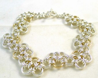 Zig Zag Gold and Silver Chainmaille Bracelet