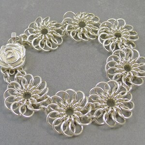 Sterling Silver Chrysanthemum Chainmaille Bracelet image 2