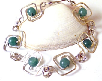 Aventurine Geometric Squares Bracelet