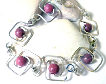 Rhodonite Geometric Squares Bracelet