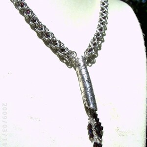 Burgundy Crystal and Chainmaille Necklace image 5