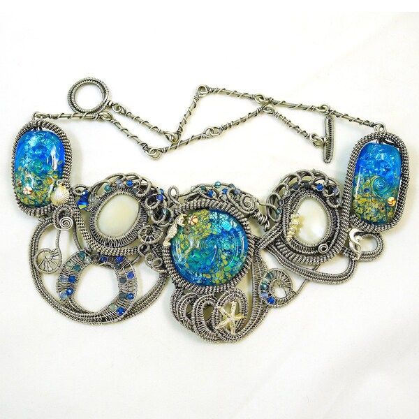 Oceania - A Lampwork and Wire Art Necklace