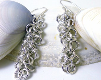 Sterling Silver Shaggy Chainmaille Earrings