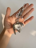 Heart Locket Pocket Watch Keychain–Vintage Hollow Pendant for Pants or Bag–Gothic Romantic Clock Charm – Clip-on Handmade Accessory for Gift product logo