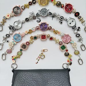 Vintage Watch Bag Chain,Colorful Clock Bag Strap with Button Charms,Y2K stainless steel Purse Accessory,Chunky Silver Bag Chain,Gift for her