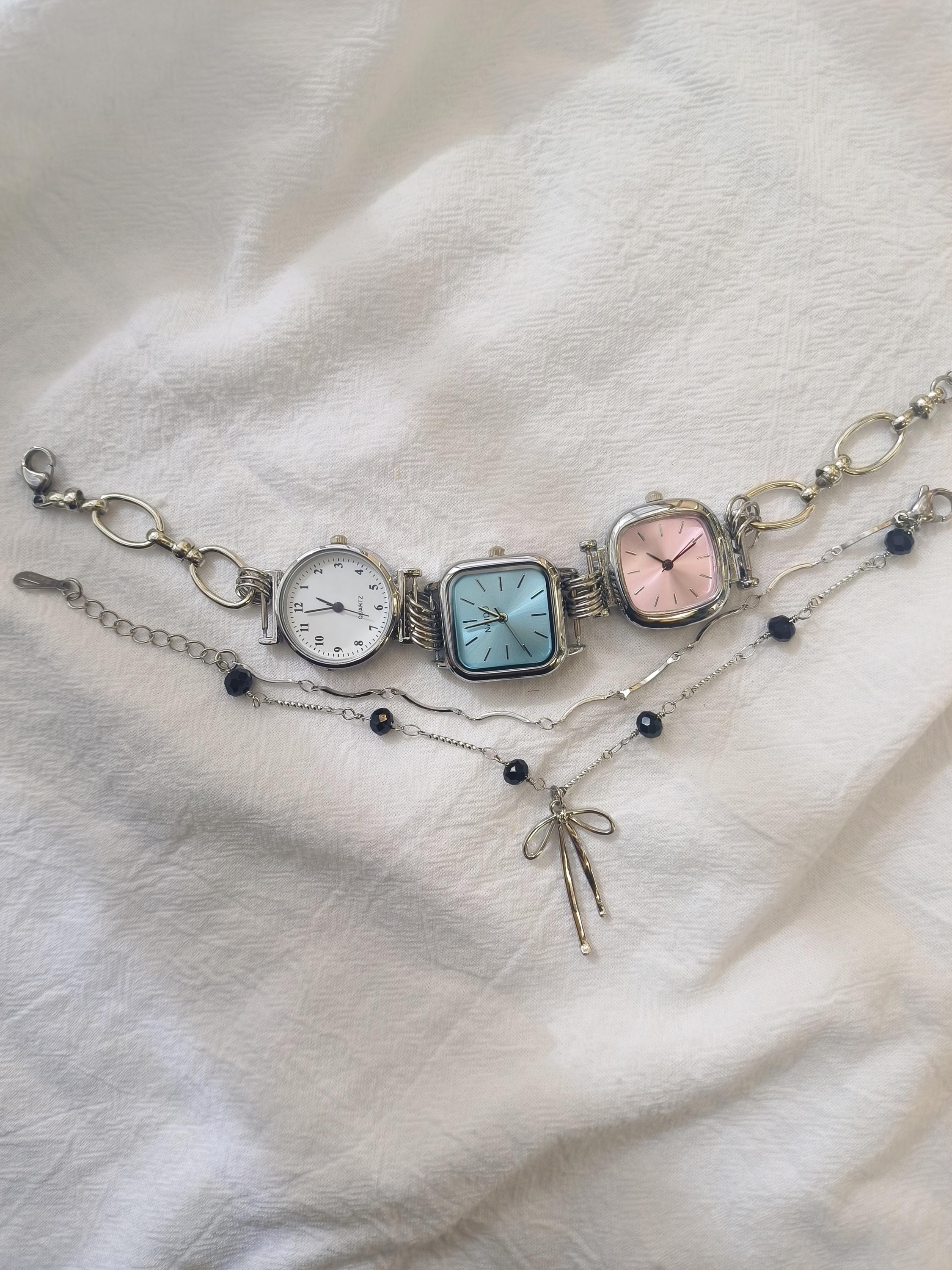 Three Watch Face Bracelet,punk Watch Bracelet,grunge