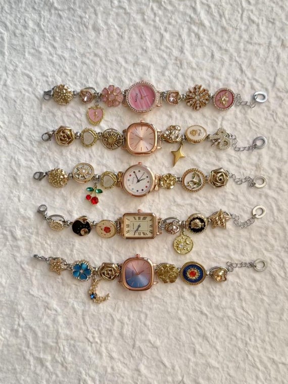 Handmade Vintage Watch Bracelet - Unique Charm Timepiece for
