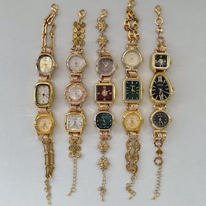 Pulsera con esfera de reloj punk Y2K, pulsera de cadena gótica, joyería vintage audaz, estilo urbano vanguardista, brazalete llamativo hecho a mano.