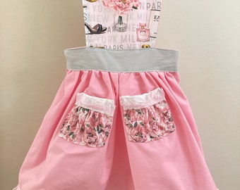 La poche pleine de pivoines : Robe chasuble pour tout-petit faite main