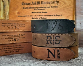 Engraved Leather Belt, Custom Handmade Belt, Anniversary Gift, Groomsmen Gift, Gift for Boyfriend, Best Man Gift, Father's Day Gift