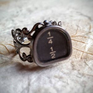 OVERSTOCK SALE Fractions or Functions on Filigree Authentic Antique Typewriter Key Rings Adjustable image 1