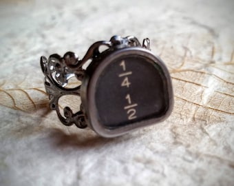 OVERSTOCK SALE! Fractions or Functions on Filigree - Authentic Antique Typewriter Key Rings Adjustable