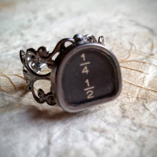 OVERSTOCK SALE! Fractions or Functions on Filigree - Authentic Antique Typewriter Key Rings Adjustable