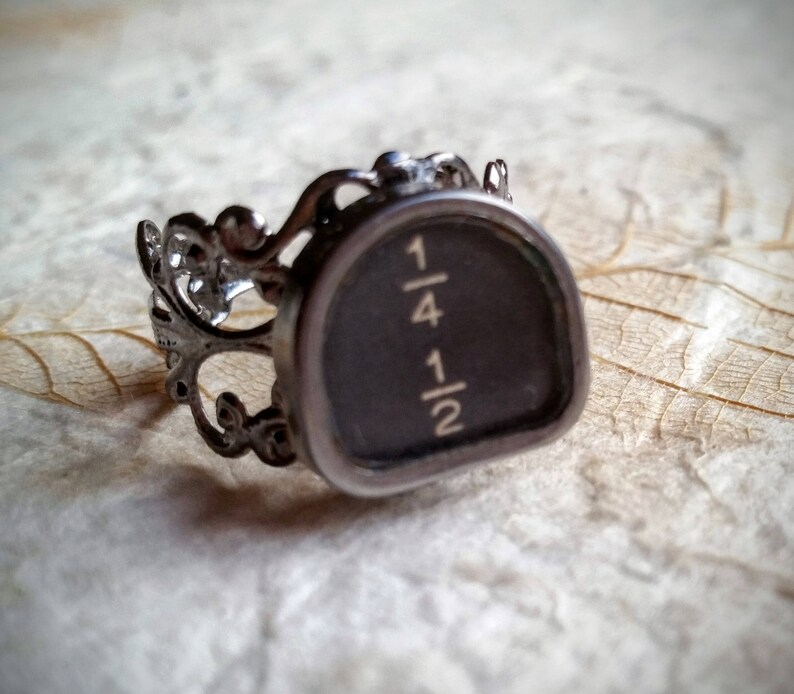 OVERSTOCK SALE Fractions or Functions on Filigree Authentic Antique Typewriter Key Rings Adjustable image 1