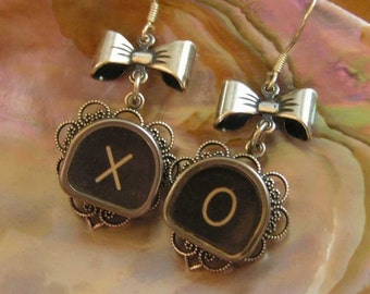 HUGS and KISSES Xs and Os Vintage Typewriter Key Earrings