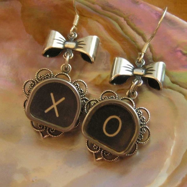 HUGS and KISSES Xs and Os Vintage Typewriter Key Earrings