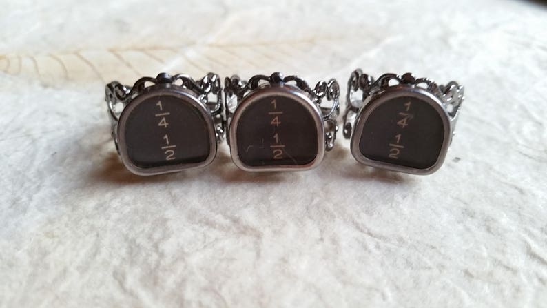 OVERSTOCK SALE Fractions or Functions on Filigree Authentic Antique Typewriter Key Rings Adjustable image 6