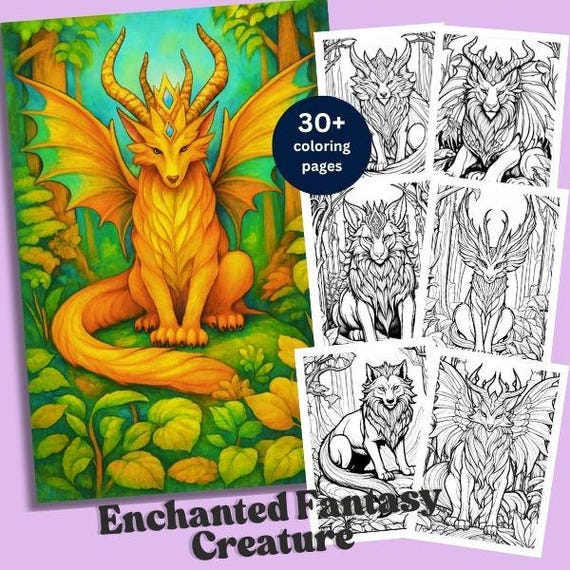 Dragon Coloring Pages, Detailed Fantasy Designs for Kids and Adults, Perfect Stress Relief Activity and Unique Gift Idea