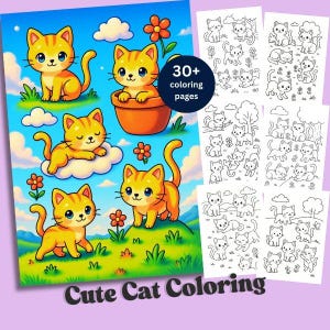 Fantasy Cat Coloring Pages: Mystical Animal Designs (PDF Downloadable Set